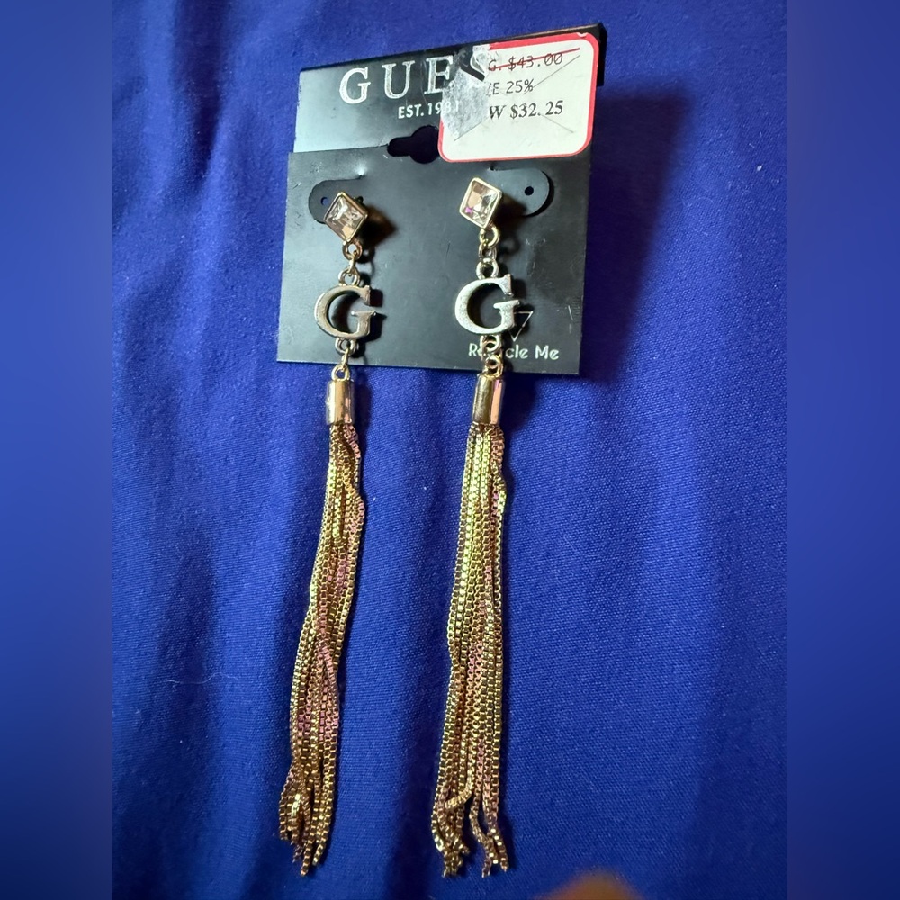 Guess Gold Dangle Earrings with Elegant Tassels